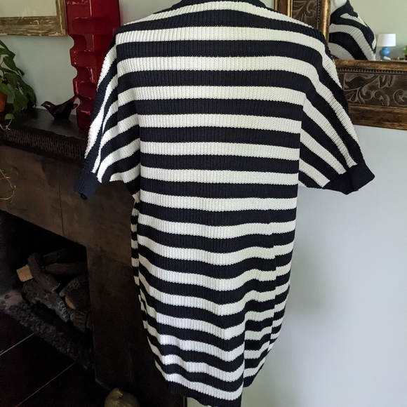 CAbi #5289 Black/White Striped The Whistle Cardigan Sweater Women's XS Oversize - Picture 4 of 10